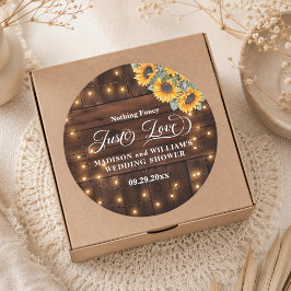 Einfach Liebe Braun Holz Lichterkette Hochzeitsdus Runder Aufkleber