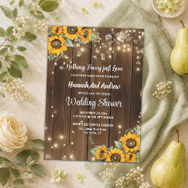 Einfach Liebe Braune Holz Lichterkette Hochzeitsdu Einladung