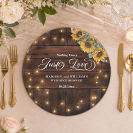 Einfach Liebe Brown Holz Lichterkette Hochzeit Bra Pappteller