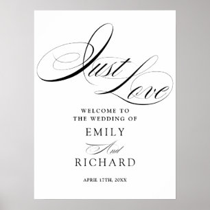 Einfach Liebe Elegante Schrift Hochzeits-Willkomme Poster