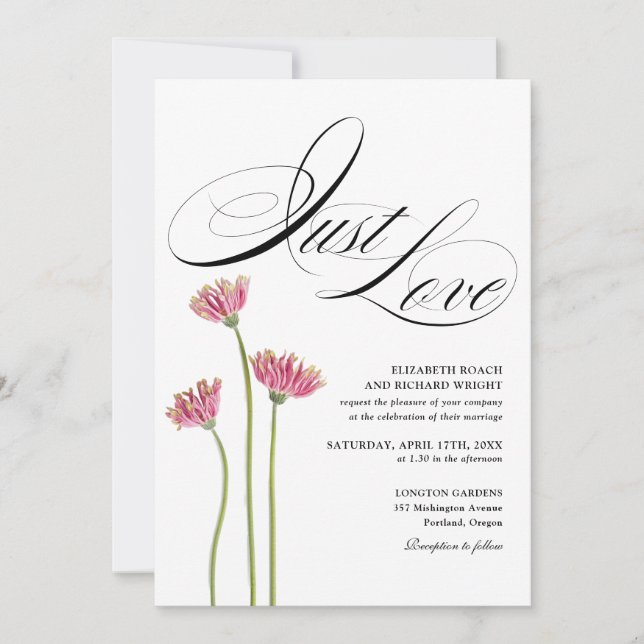 Einfach Liebe Florale Wildblumen QR-Code-Hochzeit Einladung (Vorderseite)