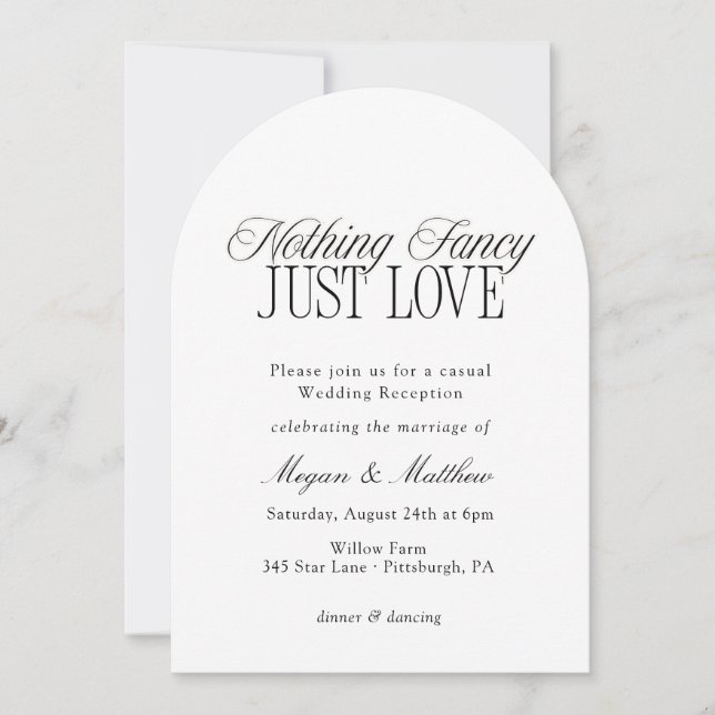 Einfach Liebe Hochzeitsempfang Einladung (Vorderseite)