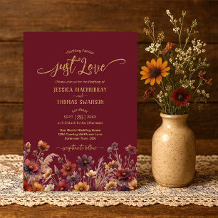 Einfach Liebe Rustikale Burgunder Boho Wildblumen Einladung