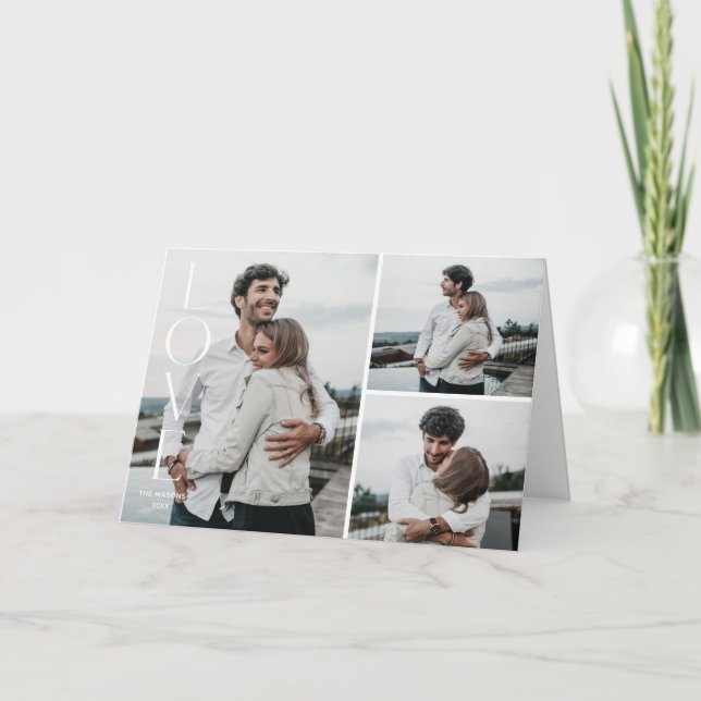 Einfach Liebe Valentinstag 3-Foto-Karte - Weiß Karte (Vorderseite)