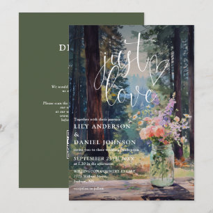 Einfach Liebe Wald Blumen Mason Jar QR Code Hochze Einladung