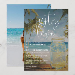 Einfach Lieben Strand Palme Mason Glas Foto Hochze Einladung