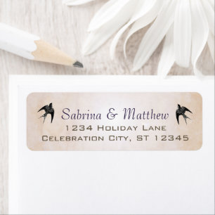 Einfach Lila Heart Leaf Tree Wedding Label