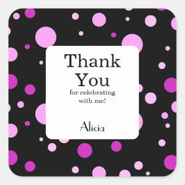 Einfach Lila Lilac Polka Dot Black Vielen Dank Quadratischer Aufkleber