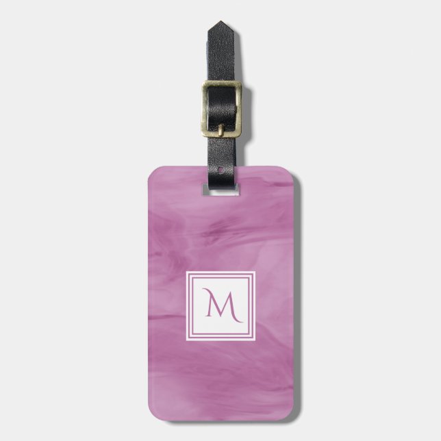 Einfach Lila, subtiler Marmor Modernes Monogramm Gepäckanhänger (Vorderseite vertikal)
