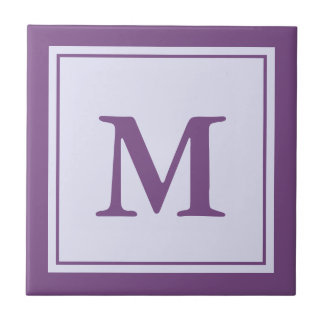 Einfach Lila und weiß Mit Monogramm Fliese