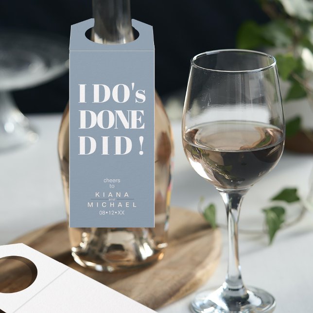 Einfach lustig, ich tue's Fertig getan Dusty Blue  Flaschenanhänger (Front/Back In Situ)