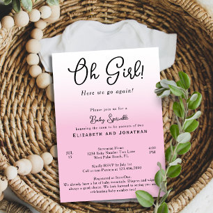 Einfach Lustiges Oh Mädchen Rosa 2. Baby Shower St Einladung