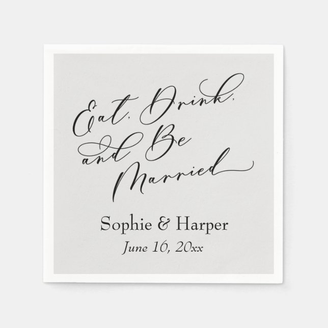 Einfach Luxus-Script essen Drink und Verheiratet g Serviette (Vorderseite)