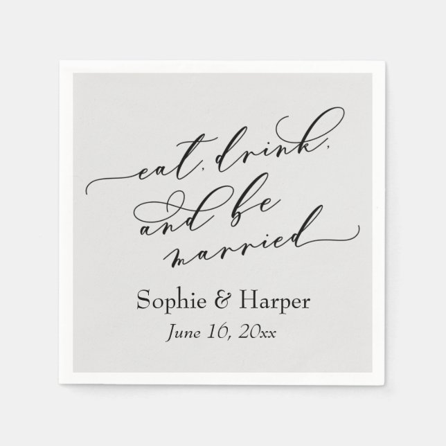 Einfach Luxus-Script essen Drink und Verheiratet g Serviette (Vorderseite)