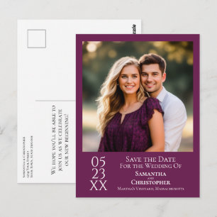 Einfach Magenta Lila Hochzeit Foto zur Speicherung Postkarte