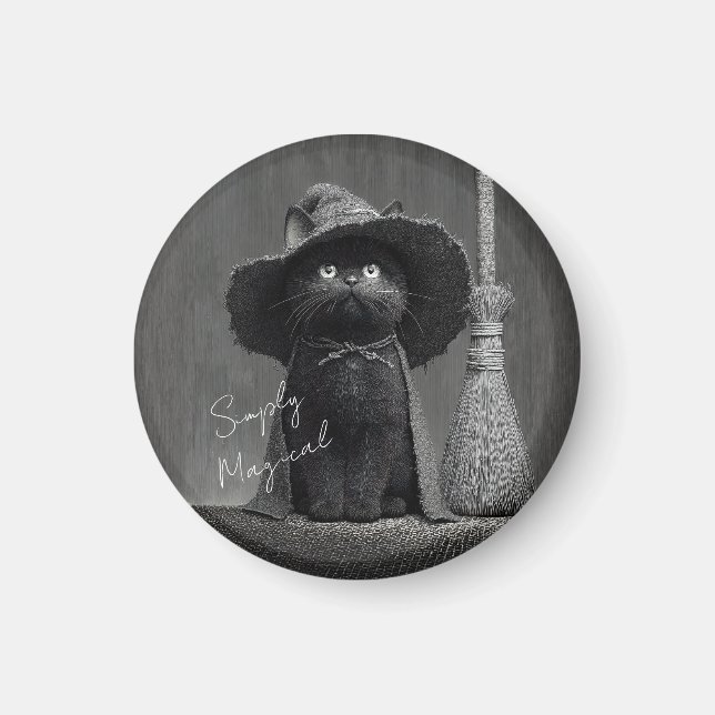 Einfach Magische Hexenkatze Magnet (Vorne)