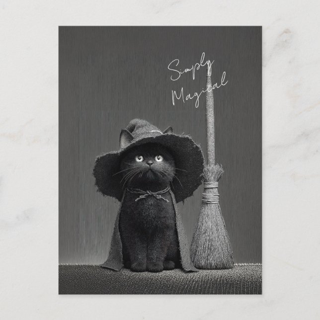Einfach Magische Hexenkatze Postkarte (Vorderseite)