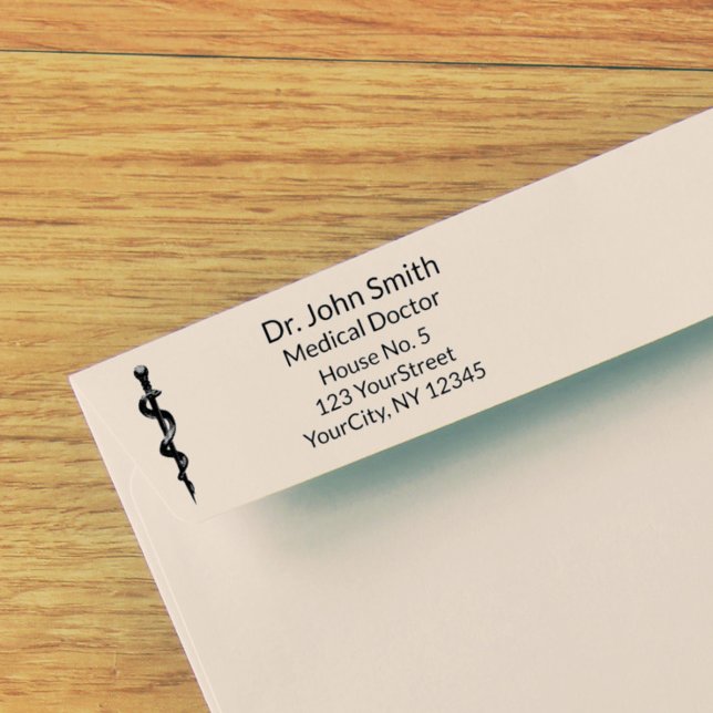 Einfach medizinischer Asclepius Caduceus Schwarz-w Permastempel (Von Creator hochgeladen)