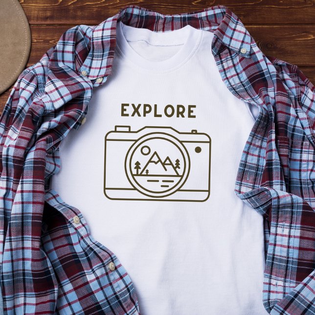 Einfach mehr Kamera erkunden T-Shirt (Explore, Adventure, Cool)