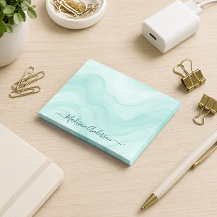 Einfach Minimal Aqua Türkis Aquarell Personalisier Post-it Klebezettel