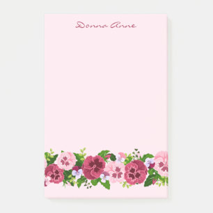 Einfach Minimal Elegant Rosa und Rote Florale Bota Post-it Klebezettel