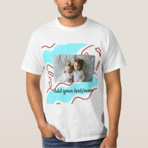 einfach minimal FÜGEN SIE IHR FOTO TEXTblau aquare T-Shirt
