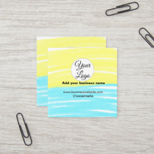 einfach minimal Fügen Sie Ihr Logo/Design BLAU GEL Quadratische Visitenkarte