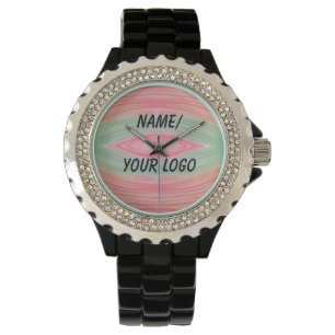 einfach minimal fügen Sie Ihr Logo Name Wasserfarb Armbanduhr