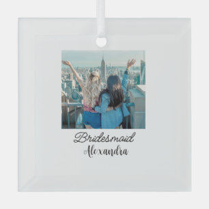 einfach minimal fügen Sie Ihren Namen Foto Brautju Ornament Aus Glas