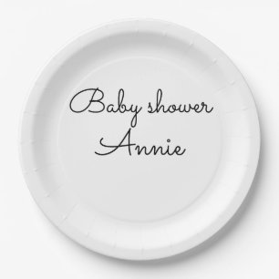 einfach minimal fügen Sie Ihren Namen Text Baby Sh Pappteller