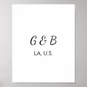 EINFACH MINIMAL Fügen Sie Ihren Paarnamen Städtena Poster