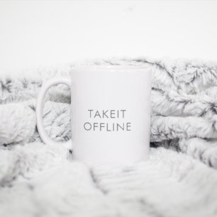 Einfach Minimal Grau Weiß Benutzerdefiniert OFFLIN Kaffeetasse