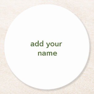 Einfach minimal grün füge deinen Text Namen Foto h Runder Pappuntersetzer