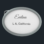 Einfach minimal Ihren Namen Text Platz city custo  Ovale Gürtelschnalle<br><div class="desc">Entwurf</div>