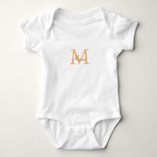 einfach minimal Name Monogramm orange braun thr Baby Strampler