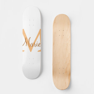 einfach minimal Name Monogramm orange braun thr Skateboard