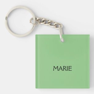 EINFACH MINIMALE GRÜNE FÜGEN SIE IHREN NAMEN TEXT SCHLÜSSELANHÄNGER
