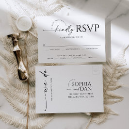Einfach minimale Hochzeit RSVP Postkarte