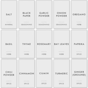 Einfach minimaler moderner Spice Jar Kitchen Conta Aufkleber