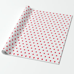 Einfach minimaler Polka Dot weiß und rot Geschenkpapier