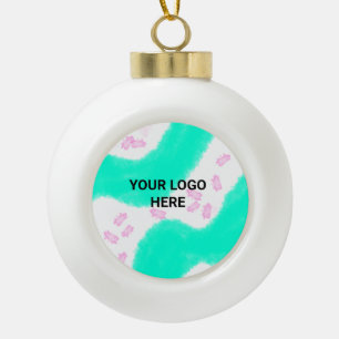 EINFACH MINIMALER TEXTSTIL GESCHENK grün Wasserfar Keramik Kugel-Ornament