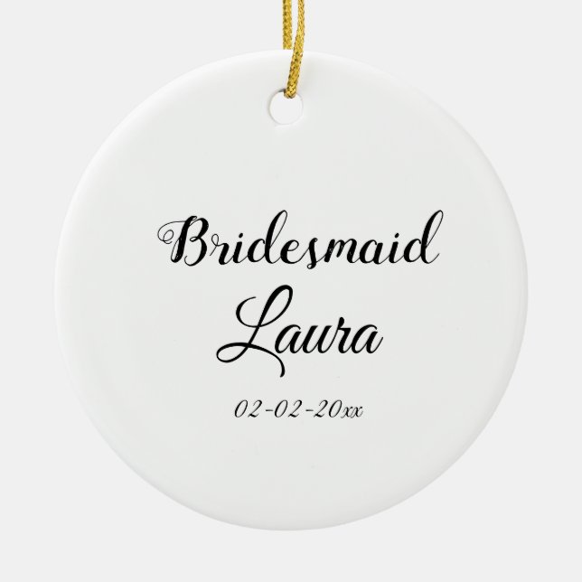 Einfach minimaler Zusatz Name Braut Geschenk Jahr Keramik Ornament (Vorne)