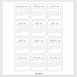 Einfach Minimalistisch 2025 Kalendermonat Aufkleber