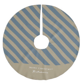 Einfach Minimalistisch Blau und Beige Frohe Weihna Polyester Weihnachtsbaumdecke