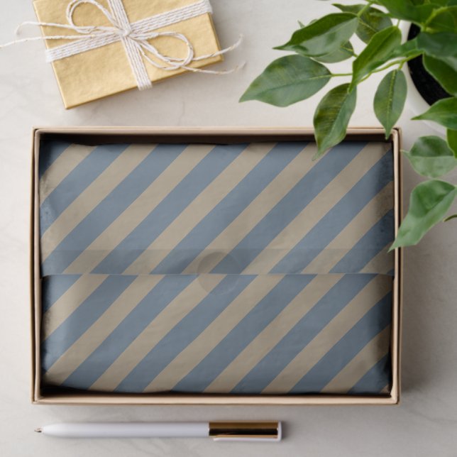 Einfach Minimalistisch, blau und beige gestreift Seidenpapier (Geschenk)