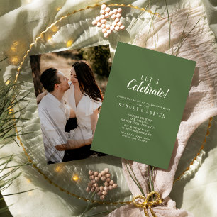 Einfach Minimalistisch Dark Sage Foto Feiern Einladung