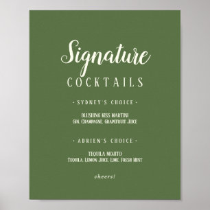 Einfach Minimalistisch Dunkle Salbei-Signatur-Cock Poster