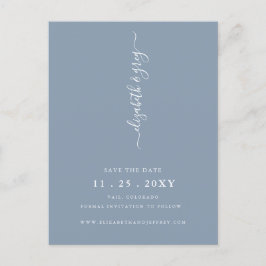 Einfach Minimalistisch Dusty Blue Save the Date Ankündigungspostkarte