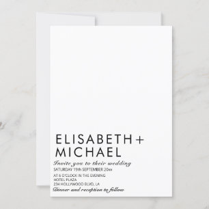 Einfach minimalistisch, elegant Schwarz-weiß Einladung