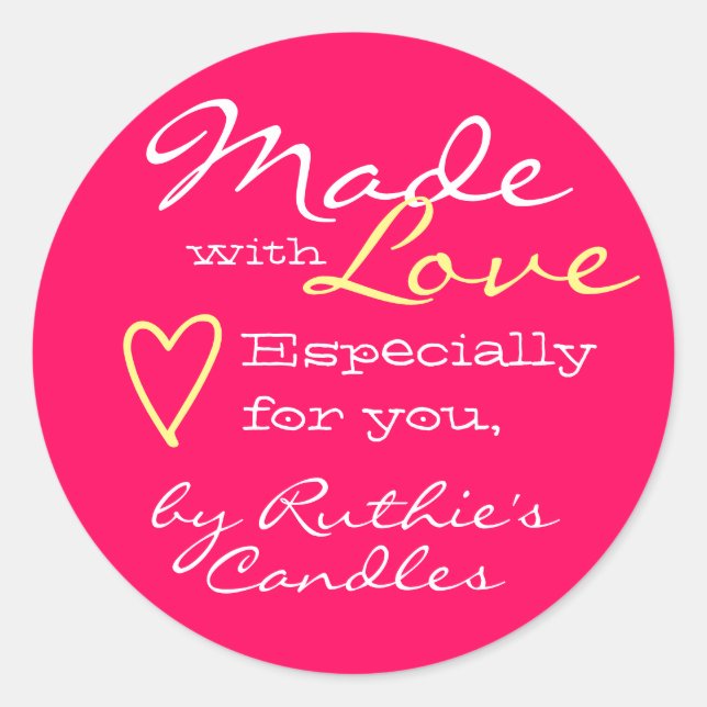 Einfach Minimalistisch gemacht mit Liebe Herzklopf Runder Aufkleber (Vorderseite)